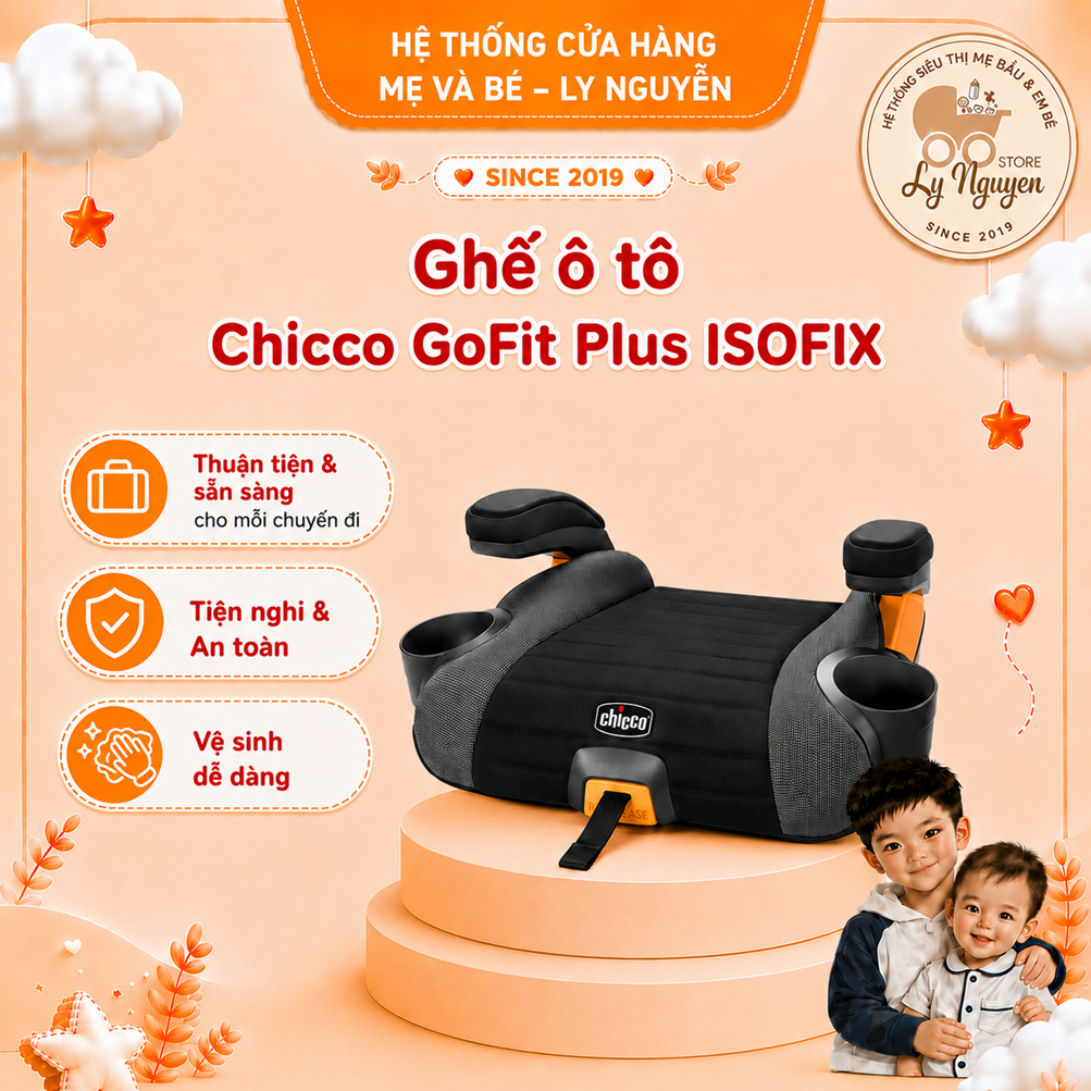 [Ly Nguyễn Store] Ghế ô tô Chicco GoFit Plus ISOFIX màu đen ghi