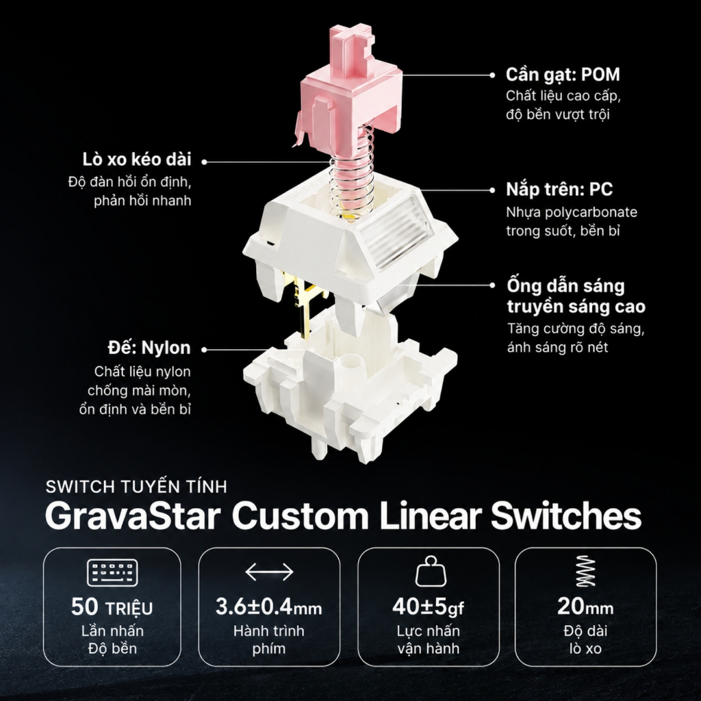 Bàn Phím Cơ GravaStar Mercury K1 Gradient Black RGB Wireless 3 Mode Hot Swap Gaming Keyboard 75% | BigBuy360 - bigbuy360.vn
