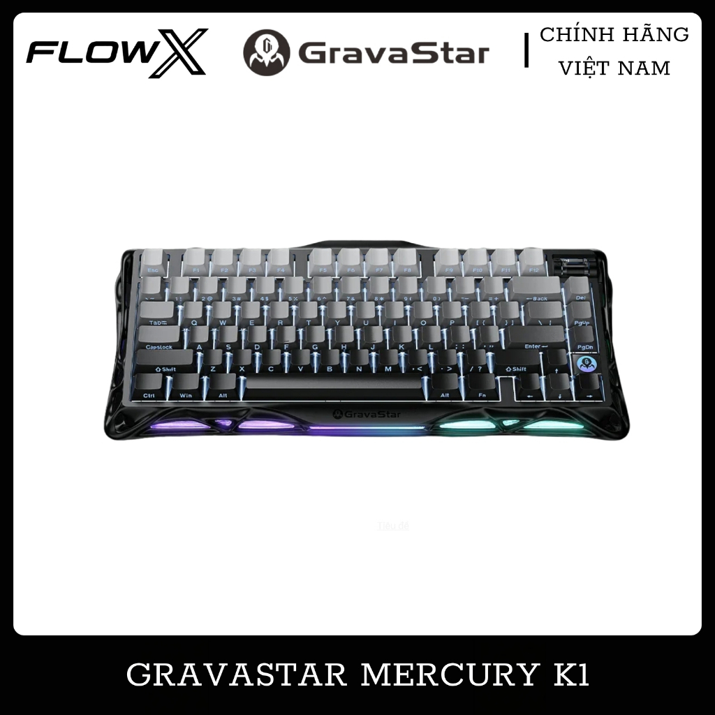 Bàn Phím Cơ GravaStar Mercury K1 Gradient Black RGB 3 Mode Wireless Gaming
