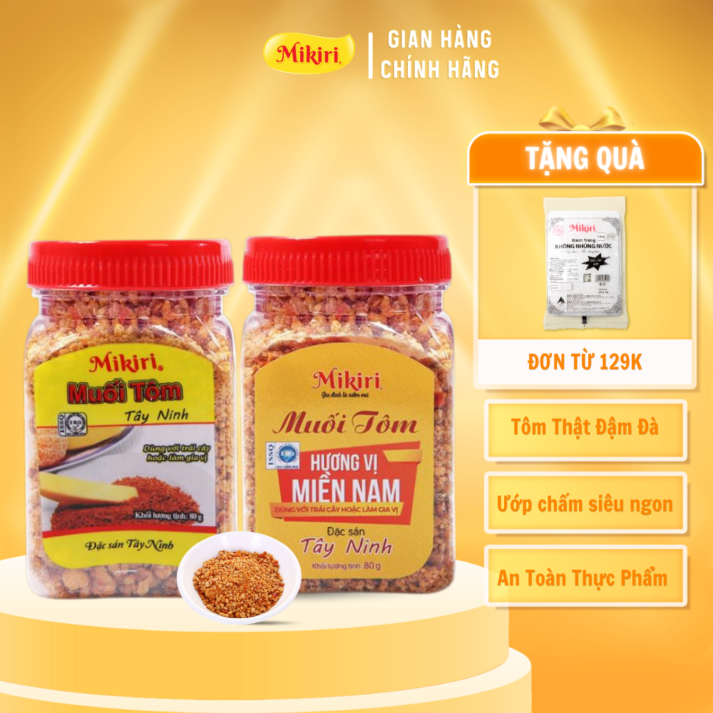 Muối Tôm Tây Ninh Mikiri Hủ 80g - Vị Cay Thơm Mặn Ngọt Đậm Đà, Chấm Trái Cây, Hải Sản Siêu Cuốn