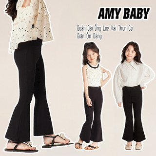 Quần dài bé gái, quần ống loe bé gái kiểu dáng thời trang chất vải thun tăm AMYBABY 241013