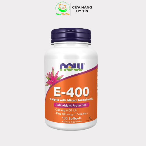Viên uống Vitamin E tự nhiên Now E-400 E 200iu 400iu solgar giúp cấp ẩm da.