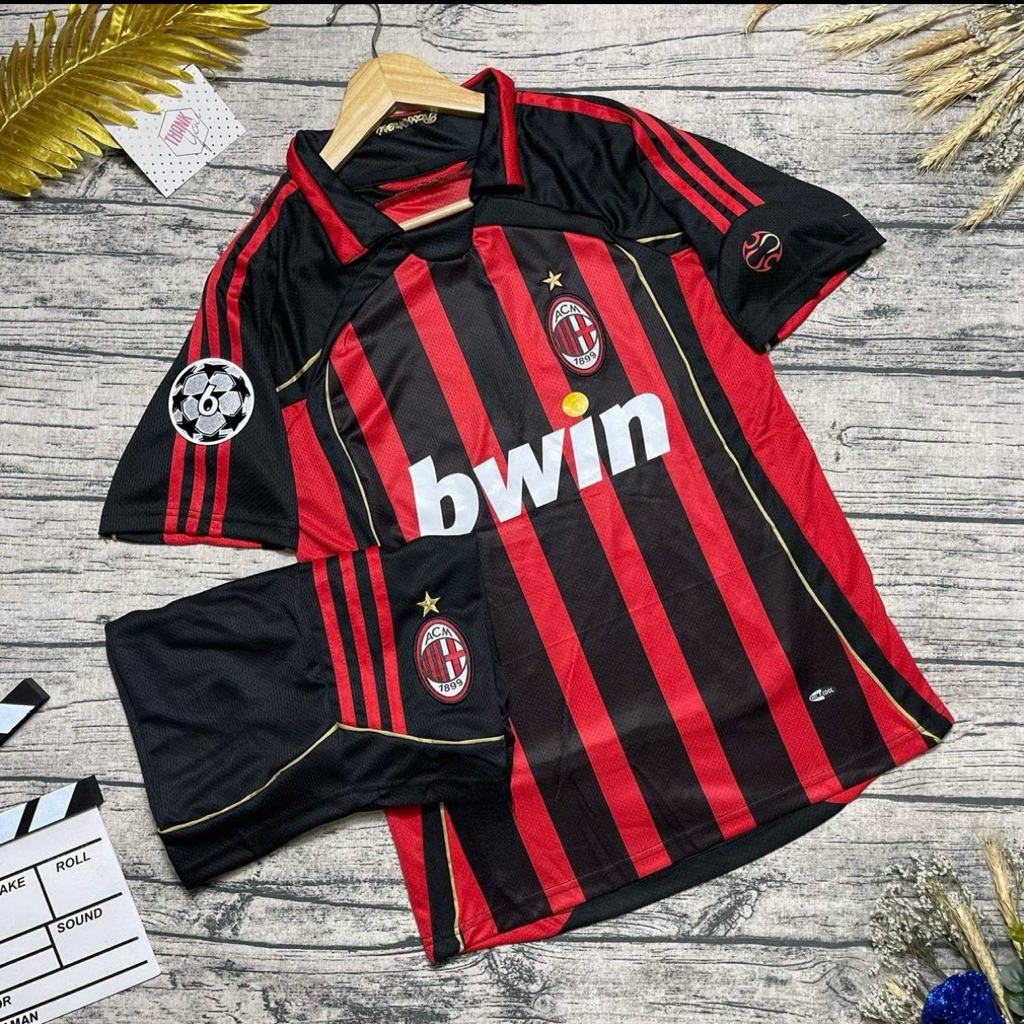 Bộ Quần Áo Bóng Đá Người Lớn Retro CLB AC Milan - Full Logo