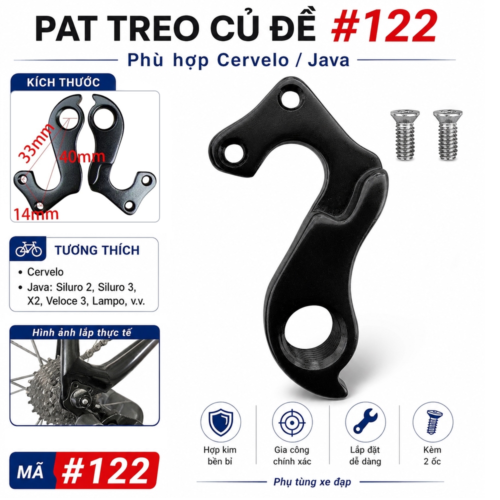 Móc Pas Gắn Củ Đề Xe Đạp Cervelo, JAVA (#122) – Derailleur Hanger Chuẩn Fit Khung