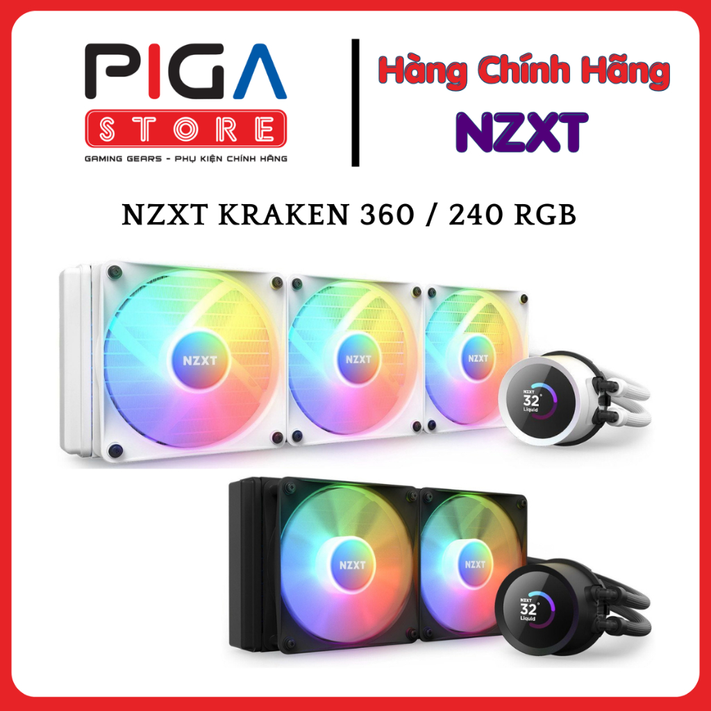 TẢN NHIỆT NƯỚC AIO NZXT KRAKEN 360 / 240 RGB (BLACK / WHITE) - HÀNG CHÍNH HÃNG