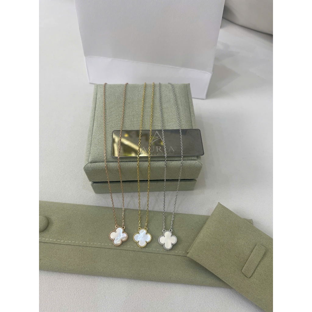 Dây Chuyền Van cỏ 4 lá mạ vàng 18k cao cấp đầy đủ logo sắc nét phiên bản 15mm phụ kiện thời trang Au