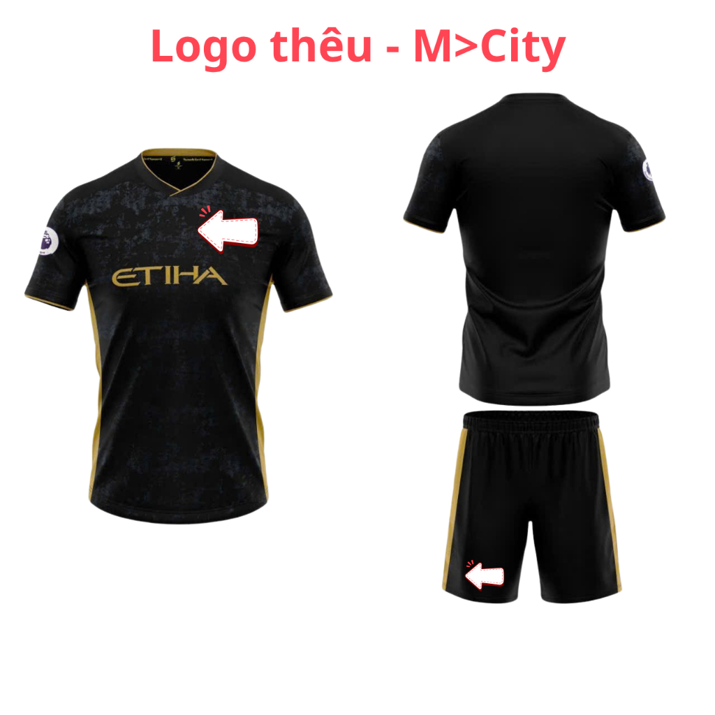 Quần Áo Bóng Đá Man@ City@ Mờ Xi Ti đen 26/27 - Vải thun lạnh SV- In Tên Số Theo Yêu Cầu REINA SPORT