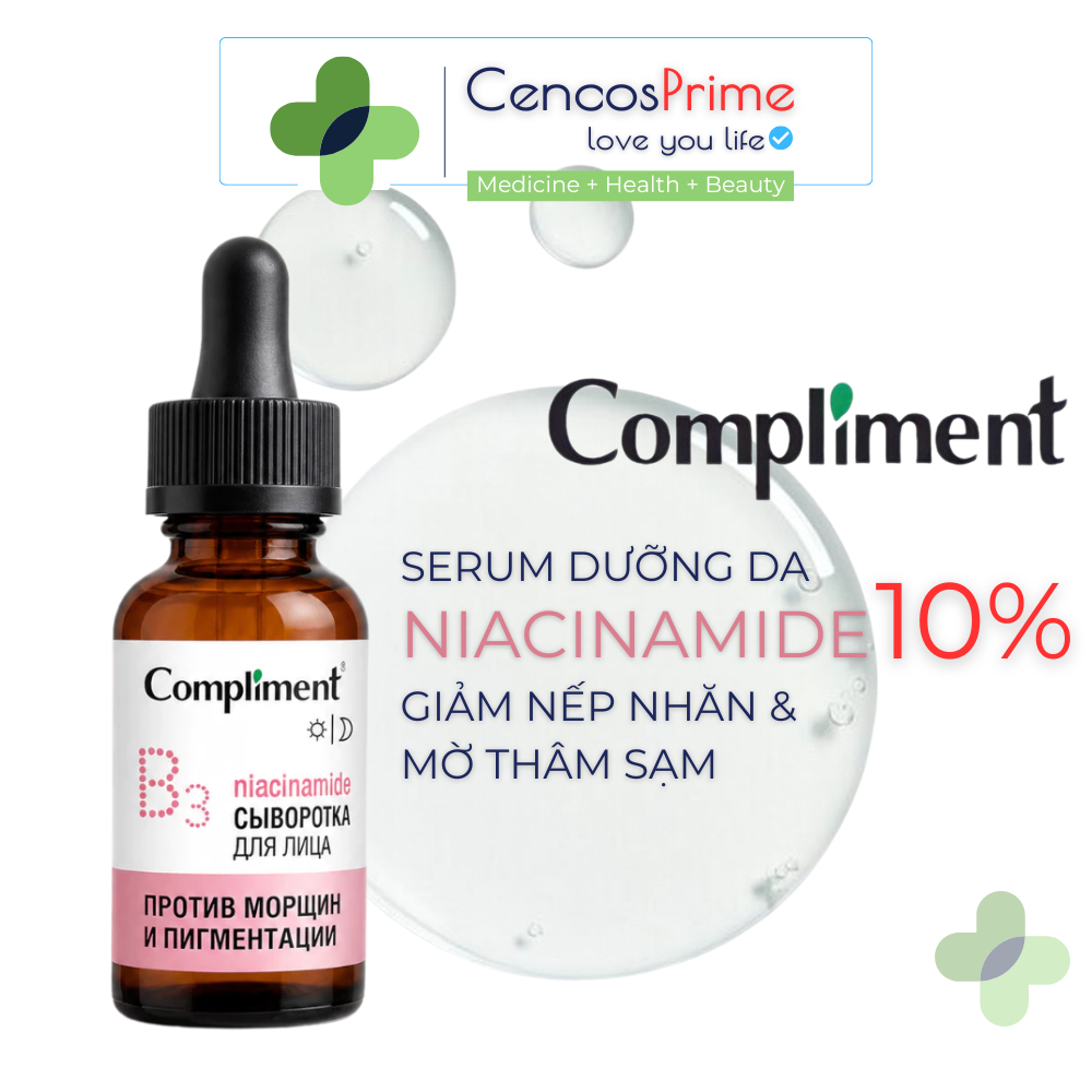 Serum Compliment B3 Anti-wrinkle, Dưỡng Da Đều Màu, Kiềm Dầu, Dưỡng Ẩm, Trắng Sáng 27ml