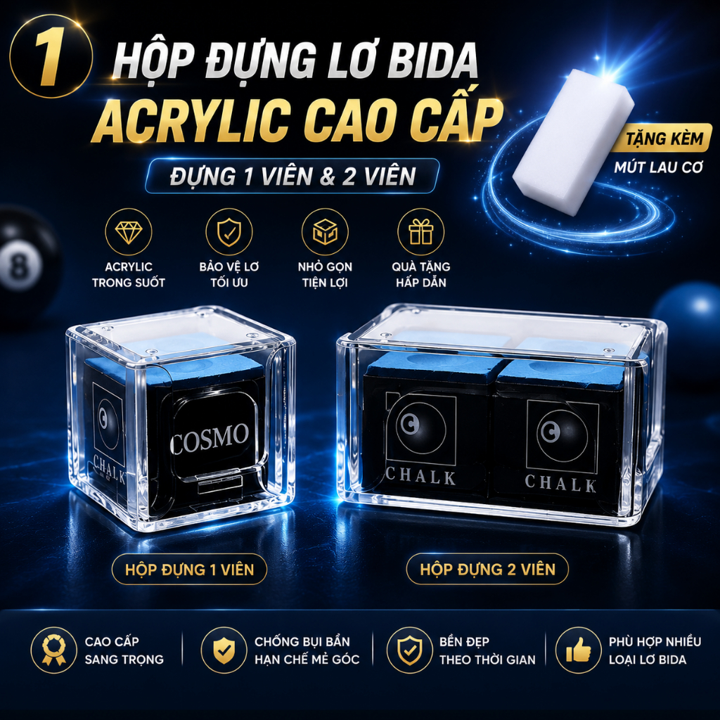 Hộp Đựng Lơ bida ,Đựng Phấn Bi a,Hộp Đựng Lơ Peri ,Kamui ,Tp ,Roku ,Taom Chất Liệu Acrylic ,Kim Loại