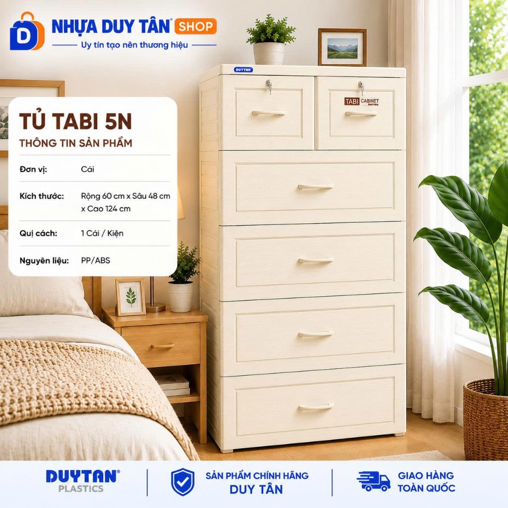 Tủ Nhựa Quần Áo Duy Tân Tabi Vân Gỗ Cho Bé Nhiều Ngăn Tiện Lợi - Giao Nhanh Hỏa Tốc 2H