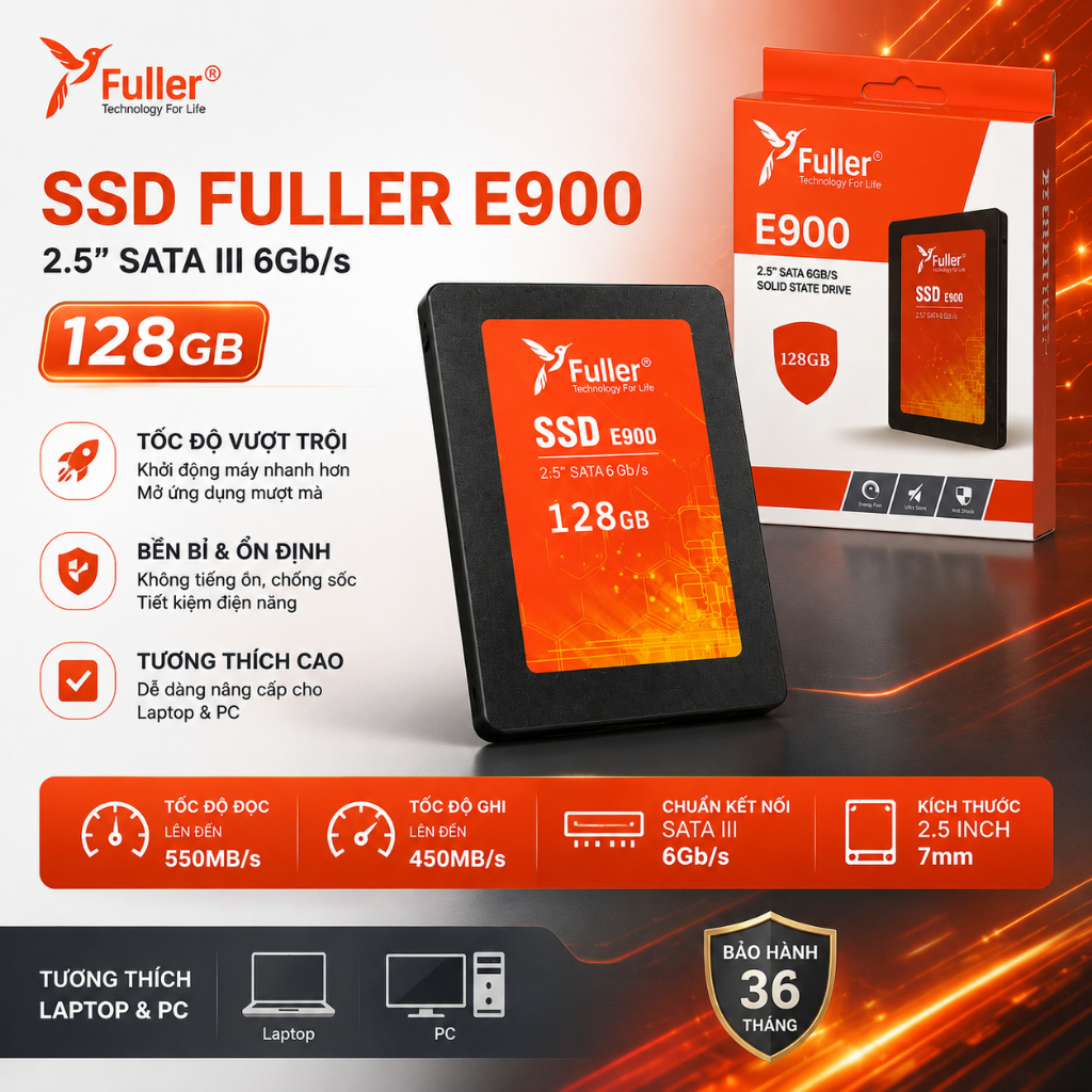 Ổ Cứng SSD Fuller 128GB 256GB 512GB 2.5" SATA III Cho Laptop PC - Tốc Độ Cao, Bền Bỉ, Giá Tốt