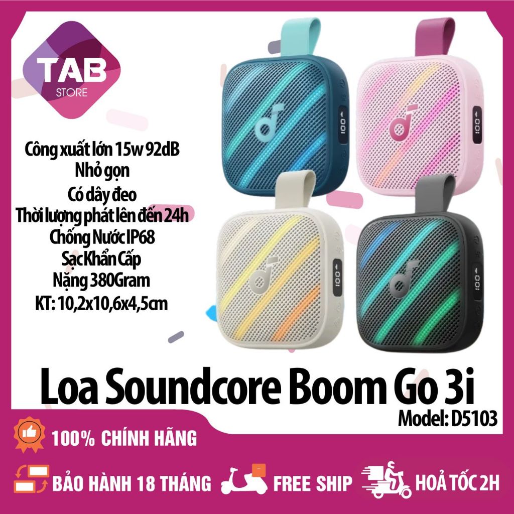Loa Soundcore Boom Go 3i Công Suất 15W Chống Nước IPX68 D5103 - Bảo Hành 18 Tháng | BigBuy360 - bigbuy360.vn