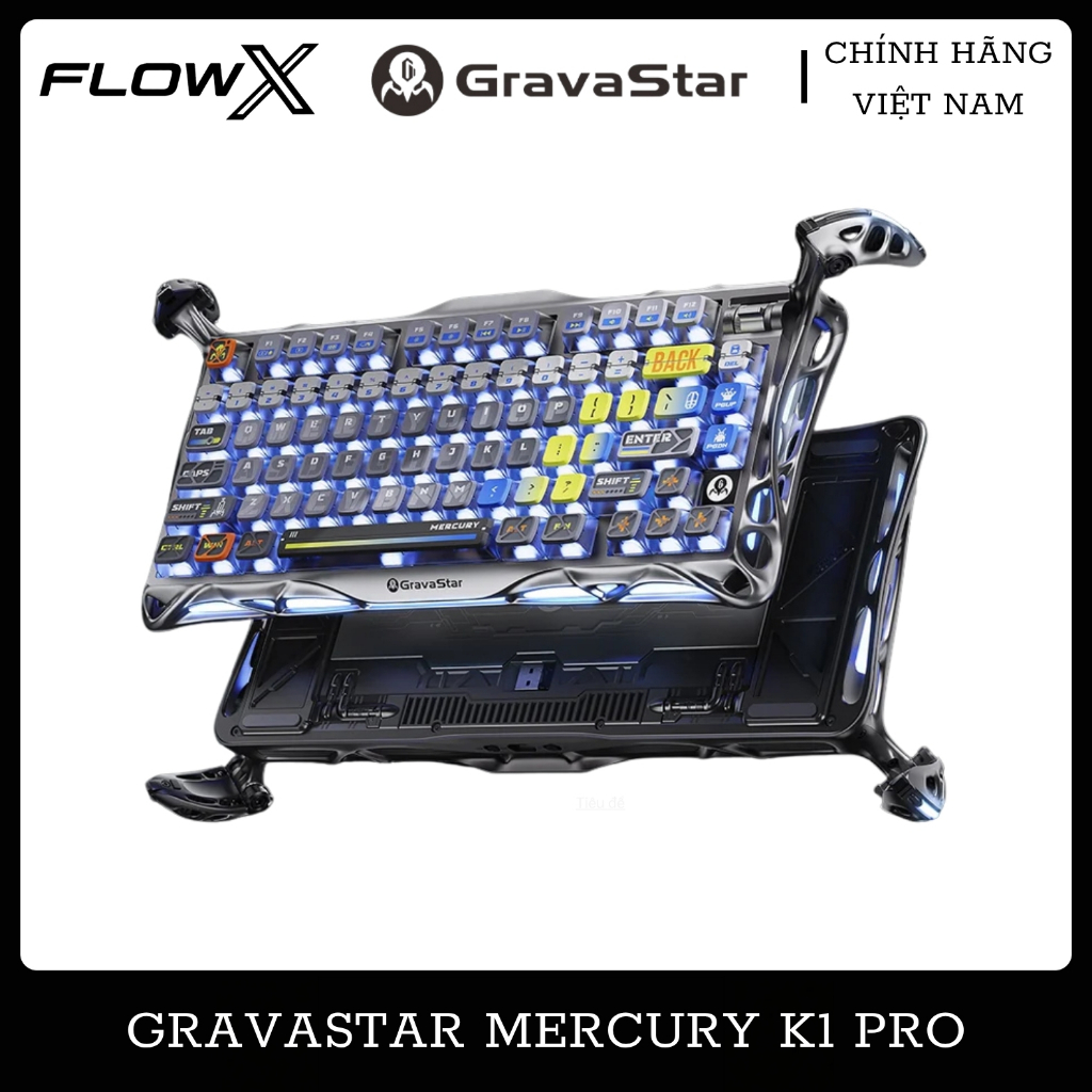 GravaStar Mercury K1 Pro Interstellar Silver RGB Wireless Hot Swap Gaming Keyboard