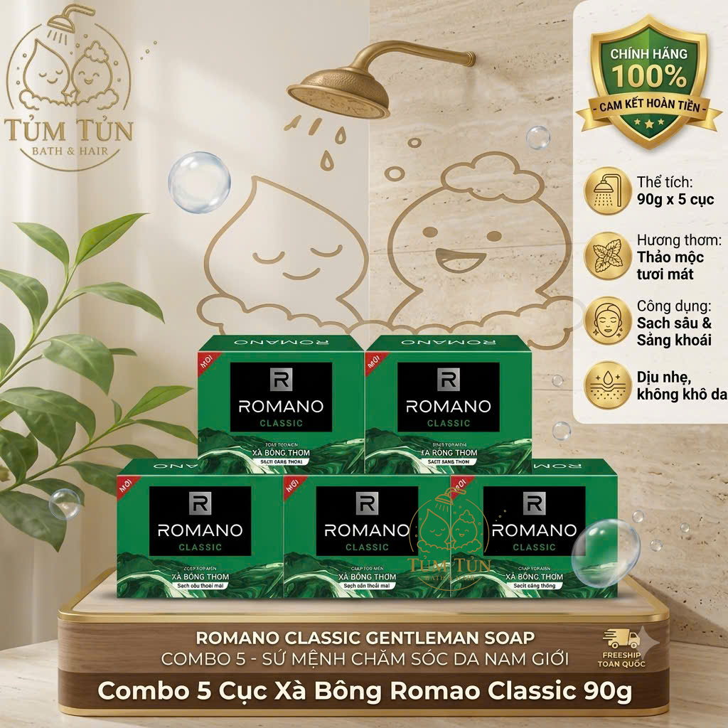 Xà Bông Thơm Romano Classic 90G – Sạch Da, Khử Mùi Hiệu Quả, Hương Nam Tính