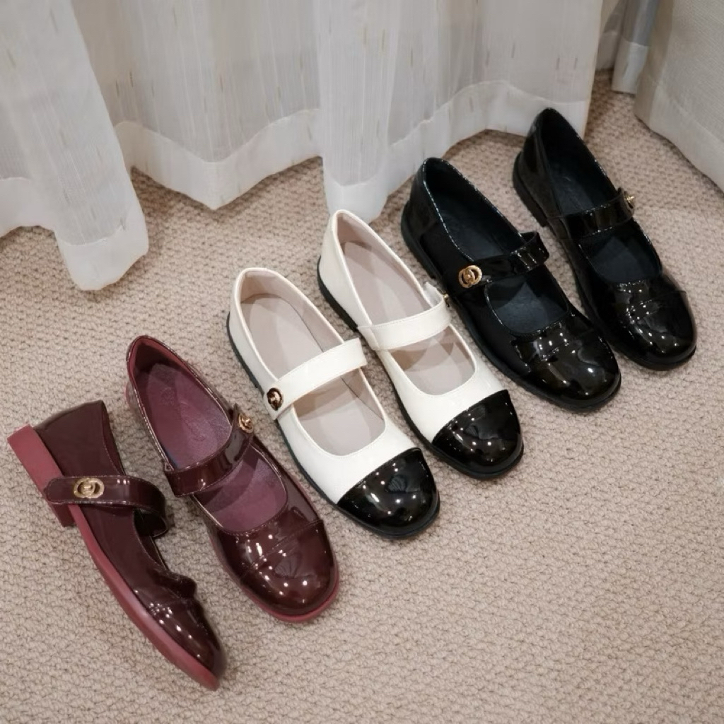 Pass Giày búp bê da bóng QCCC [Wood Shoes] size 39 đế 2