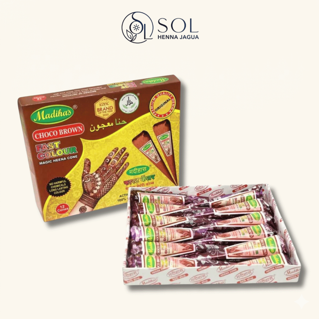 Mực Vẽ Henna Madihas Nâu Choco Brown Chính Hãng Ấn Độ – Henna Cone Nâu Socola, Lưu Màu 7–10 Ngày