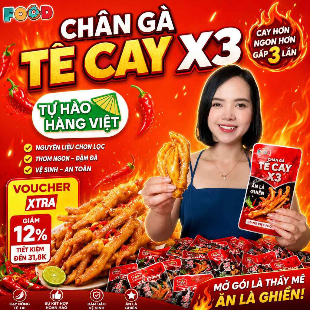[COMBO 30 ] CHÂN GÀ TÊ CAY X3 Có 3 Chân /1 Bịch