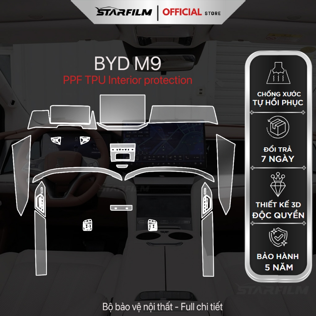 BYD M9 PPF TPU chống xước tự hồi phục STARFILM