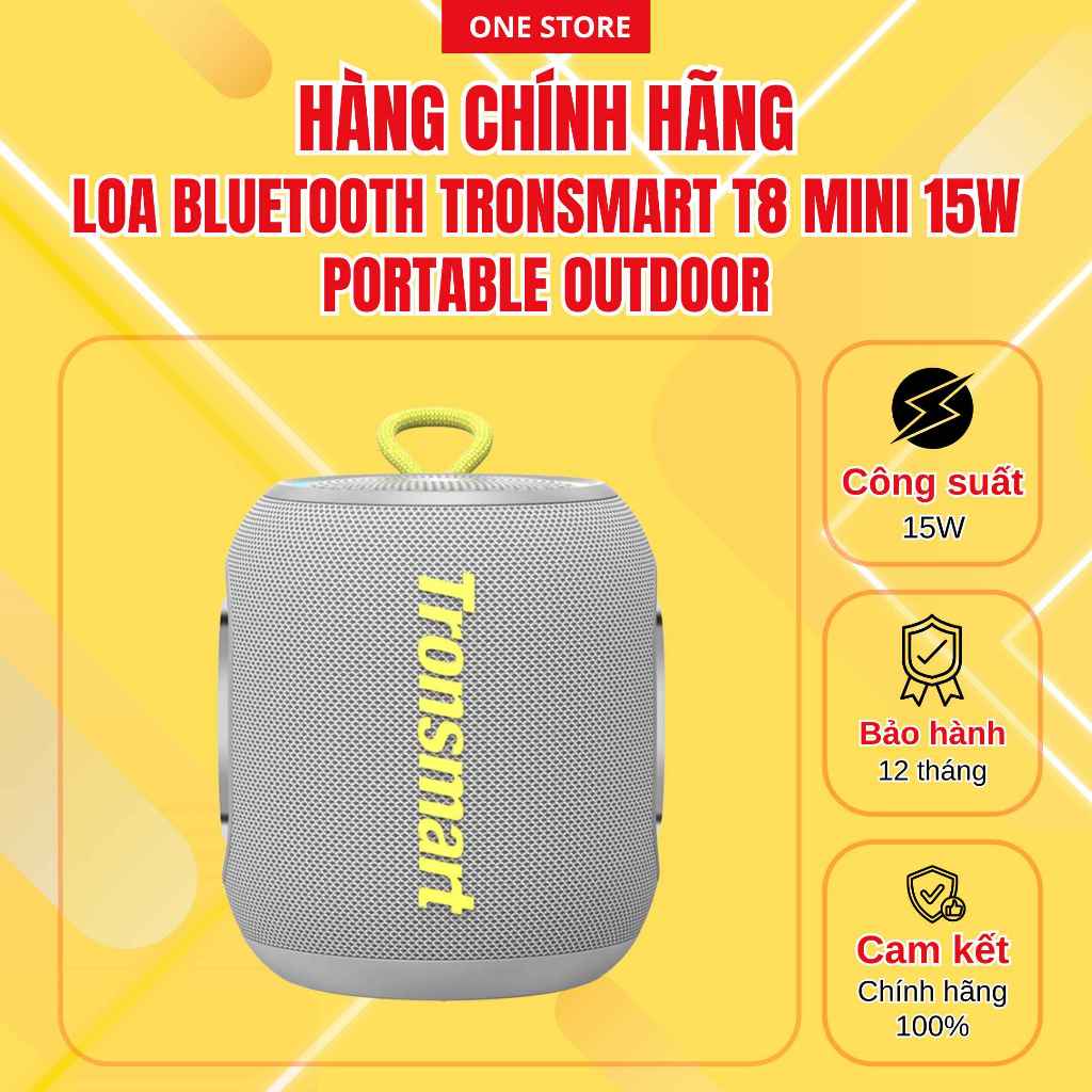 [CHÍNH HÃNG] Loa Bluetooth Tronsmart T8 Mini 15W Portable Outdoor – Âm Thanh Stereo, Chống Nước IPX6