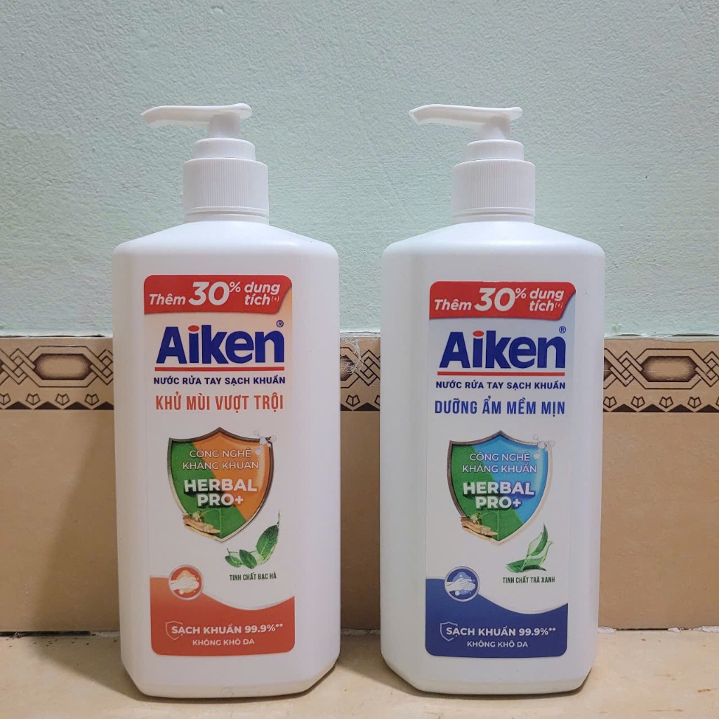Nước rửa tay Aiken Sạch khuẩn Dưỡng ẩm / Khử mùi 494g