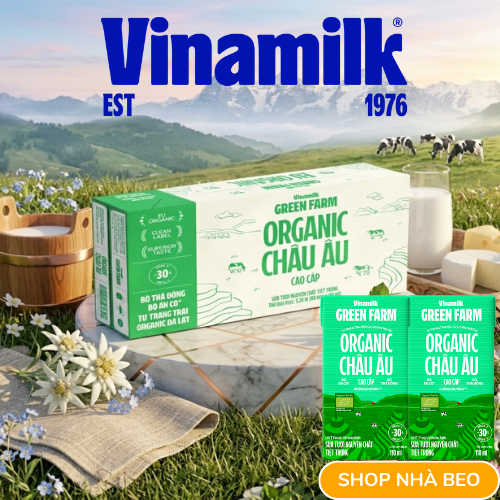 [Sản Phẩm Mới] Thùng 48 hộp Sữa tươi Nguyên Chất Tiệt Trùng Vinamilk GreenFarm Organic 110ml