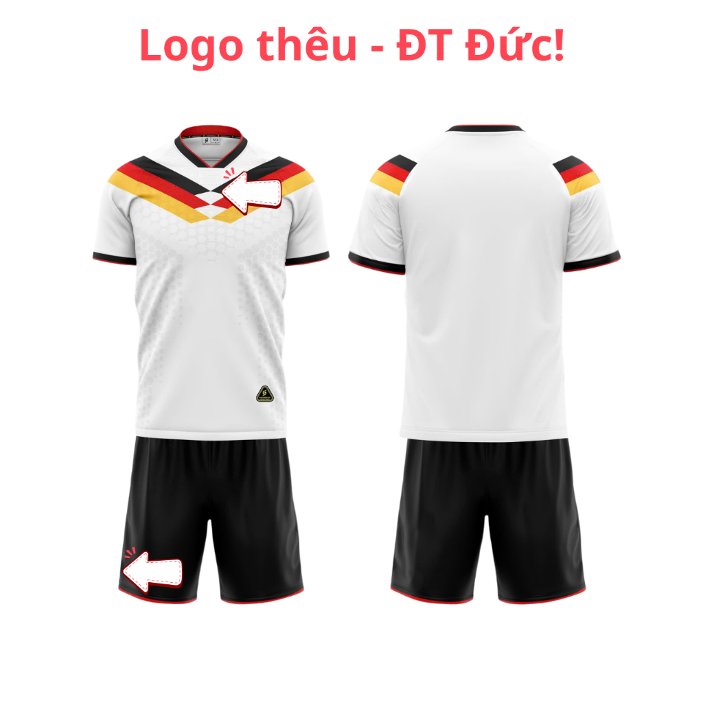 Quần Áo Bóng Đá ĐT Đức@ trắng - Vải mè SV- In Tên Số Theo Yêu Cầu REINA SPORT