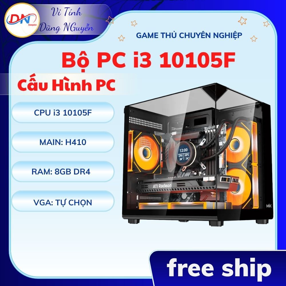 Thùng Máy Tính Để Bàn Ram 8GB, Main H410, CPU i3 10105F VGA tự CHọn