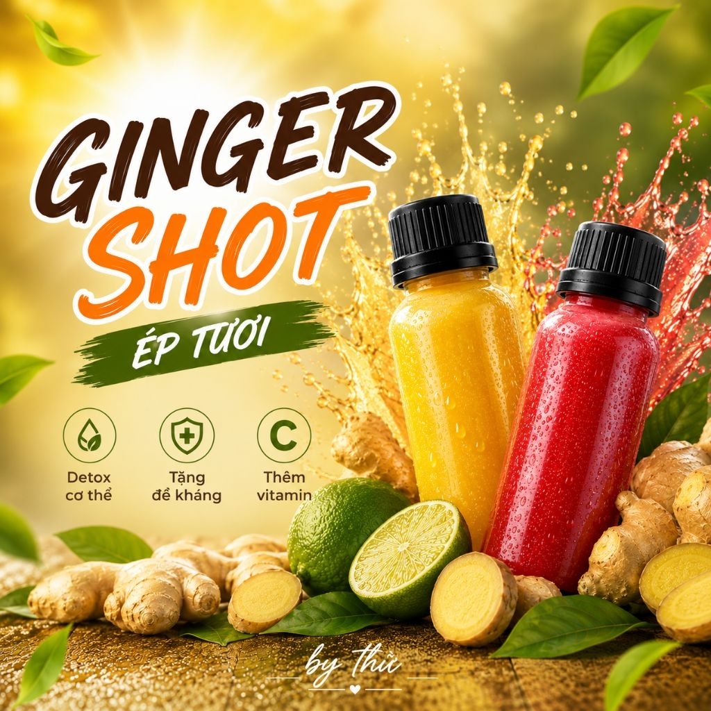 GINGER SHOT ÉP SẴN (hỏa tốc hcm) nước ép gừng tươi. combo 7 chai 30ml.