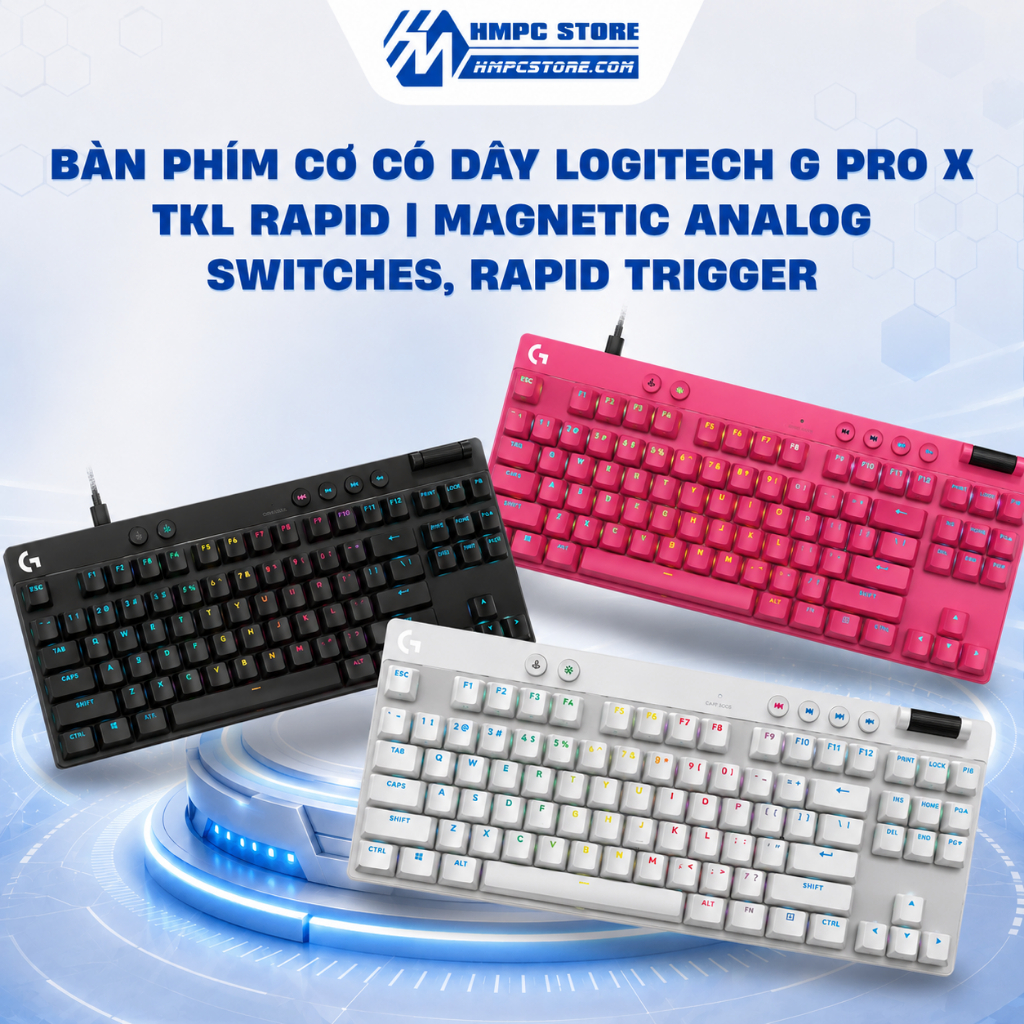 Bàn phím cơ có dây Logitech G PRO X TKL RAPID | Magnetic Analog Switches, Rapid Trigger, BH 2 năm