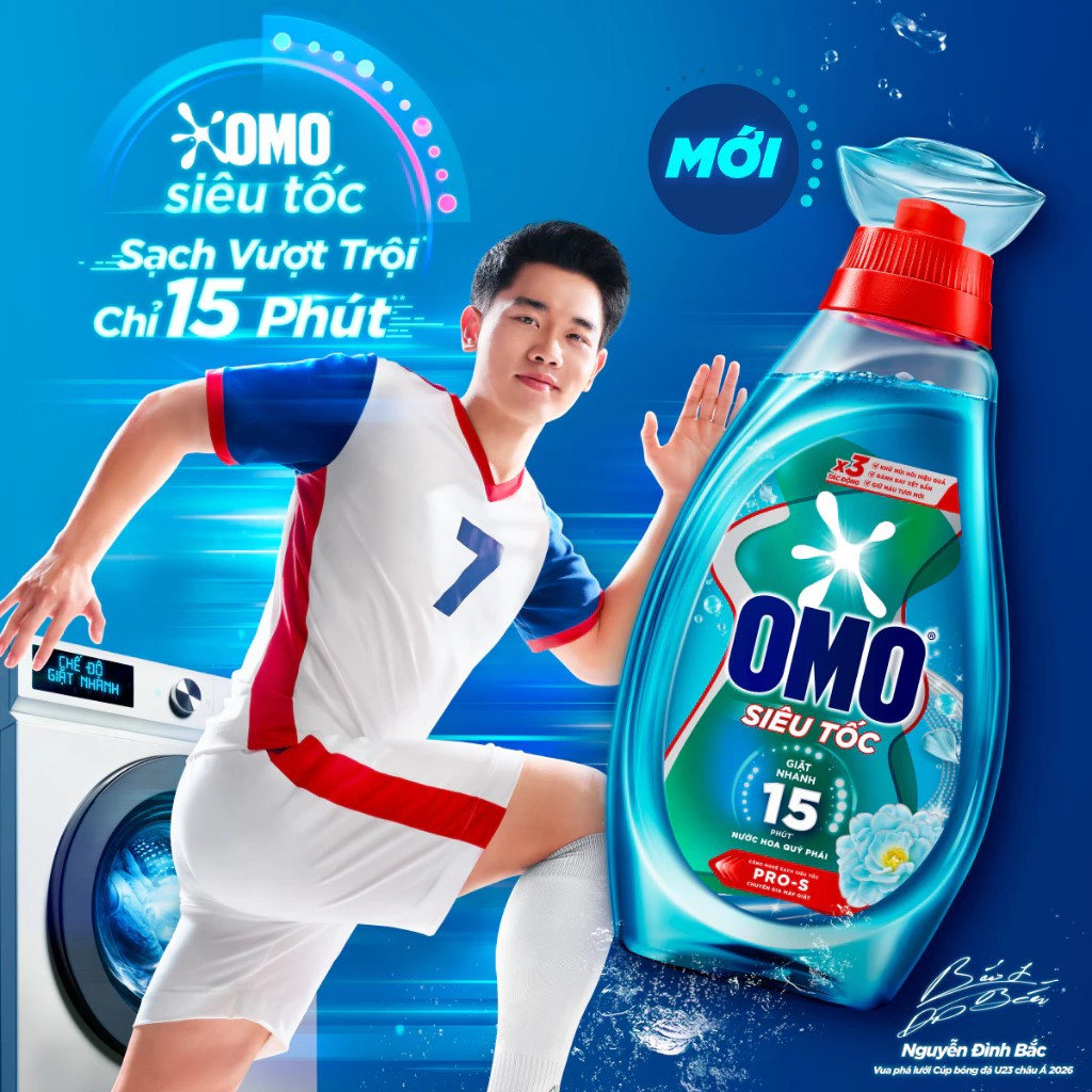 Nước giặt Omo Siêu Tốc đầu tiên tại Việt Nam, được thiết kế riêng cho chu trình giặt nhanh | Chai 1.