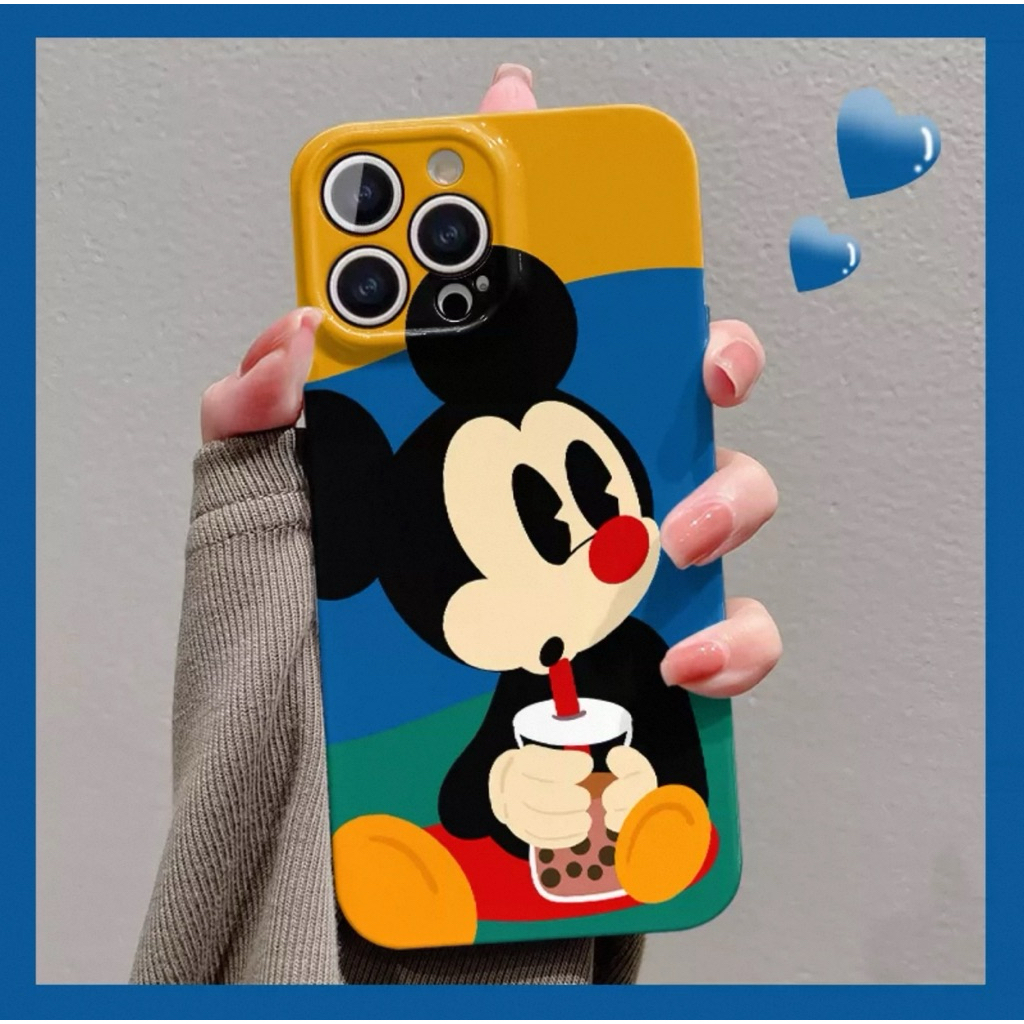 Ốp Lưng iPhone 16 Pro Max Mickey Mouse Uống Trà Sữa Silicon Mềm Chống Sốc Hoạt Hình Dễ Thương
