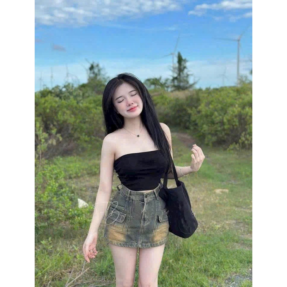 Áo Quây Có Mút Đệm Ngực HER Clothing - Áo Cúp Ngực Ngắn Croptop Thun Co Giãn Phối Đồ Sexy Cá Tính
