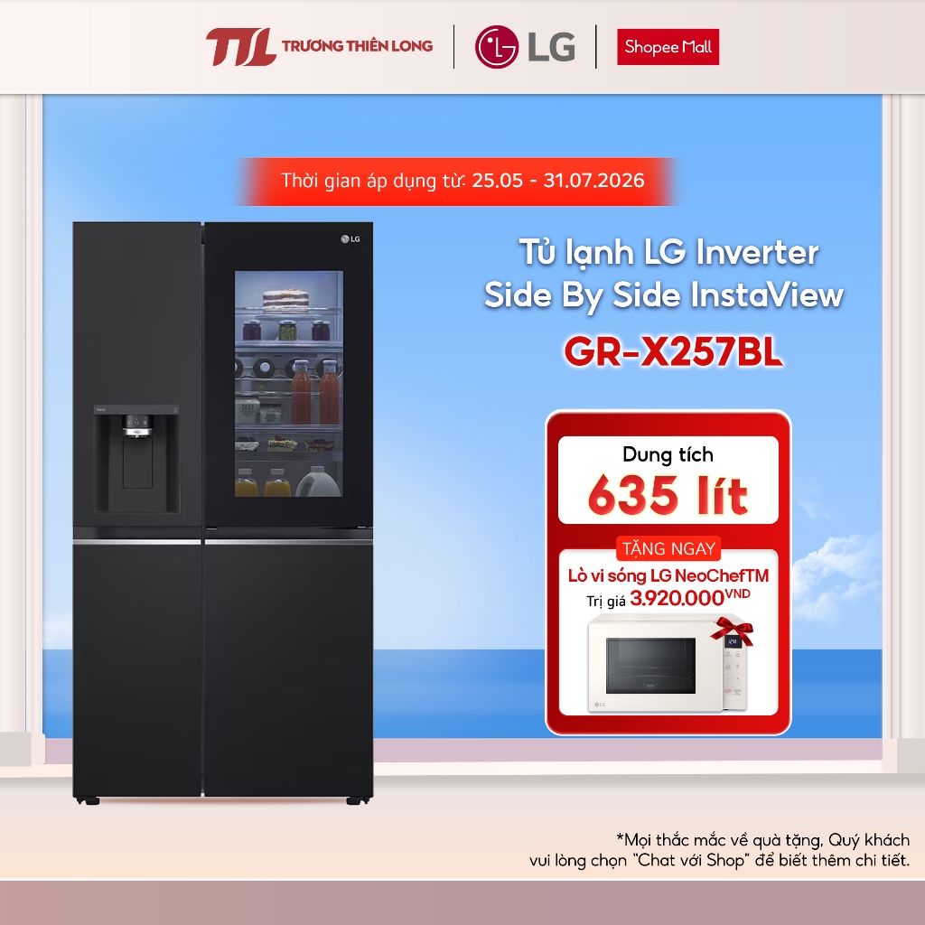 GR-X257BL - Tủ Lạnh LG Inverter 635 Lít Side By Side InstaView Door-in-Door X257BL [FREESHIP HCM]