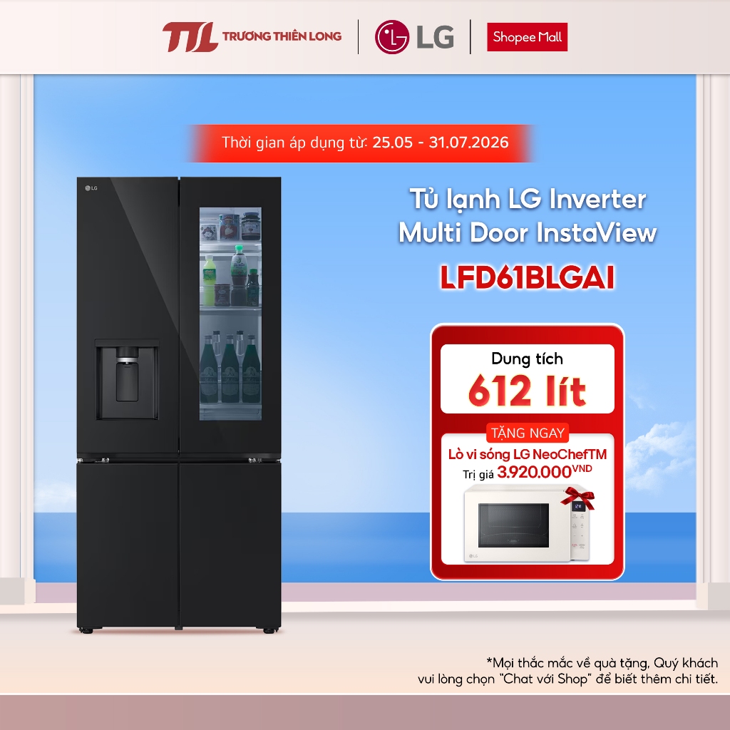 LFD61BLGAI - Tủ Lạnh 4 Cửa LG Inverter 612 Lít Multi Door InstaView [FREESHIP HCM]