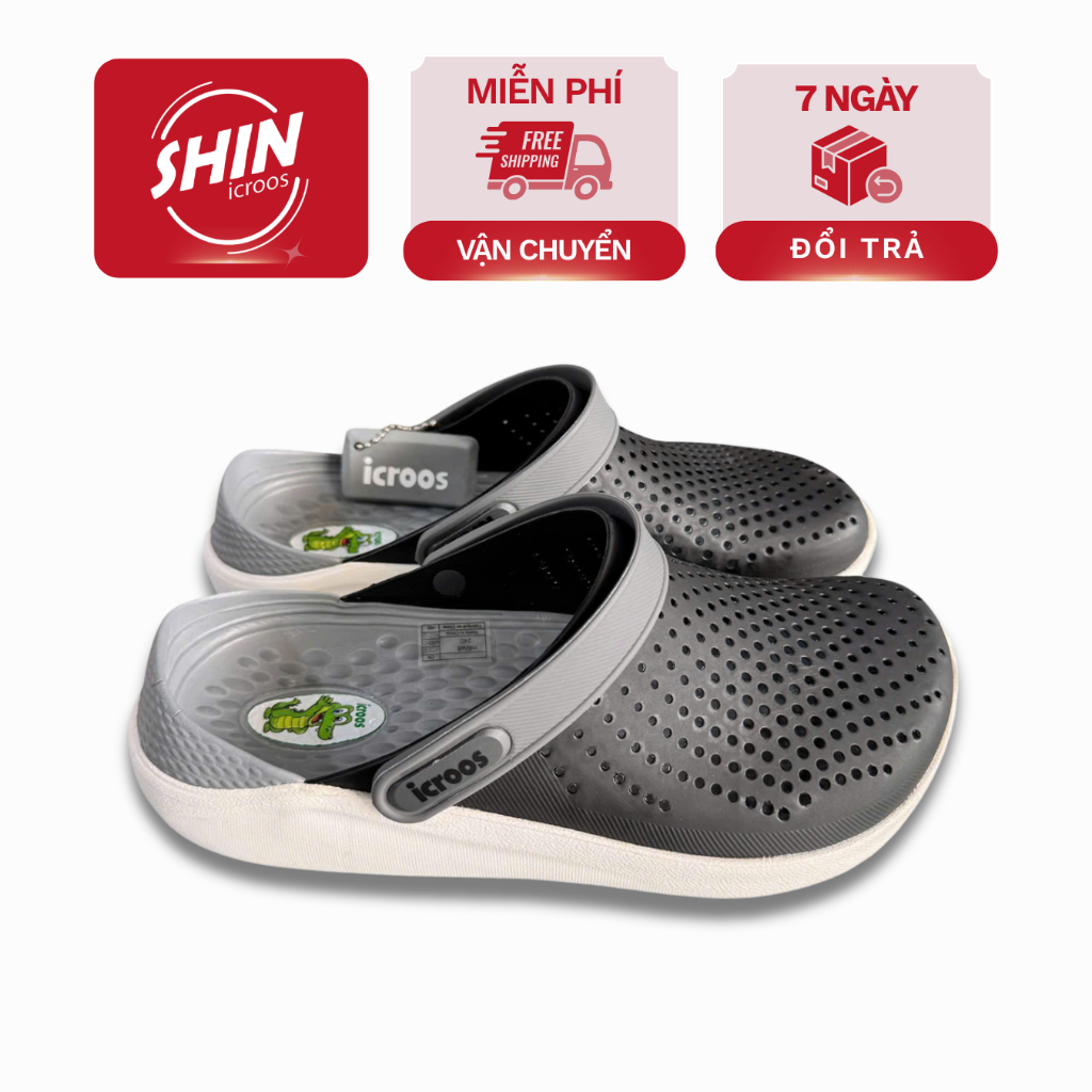 Sục Icroos Literide Màu Đen Xám Trắng, Dép Literide Sục Bánh Mì Unisex Êm Ái Chống Trơn Trượt [ SỤC 