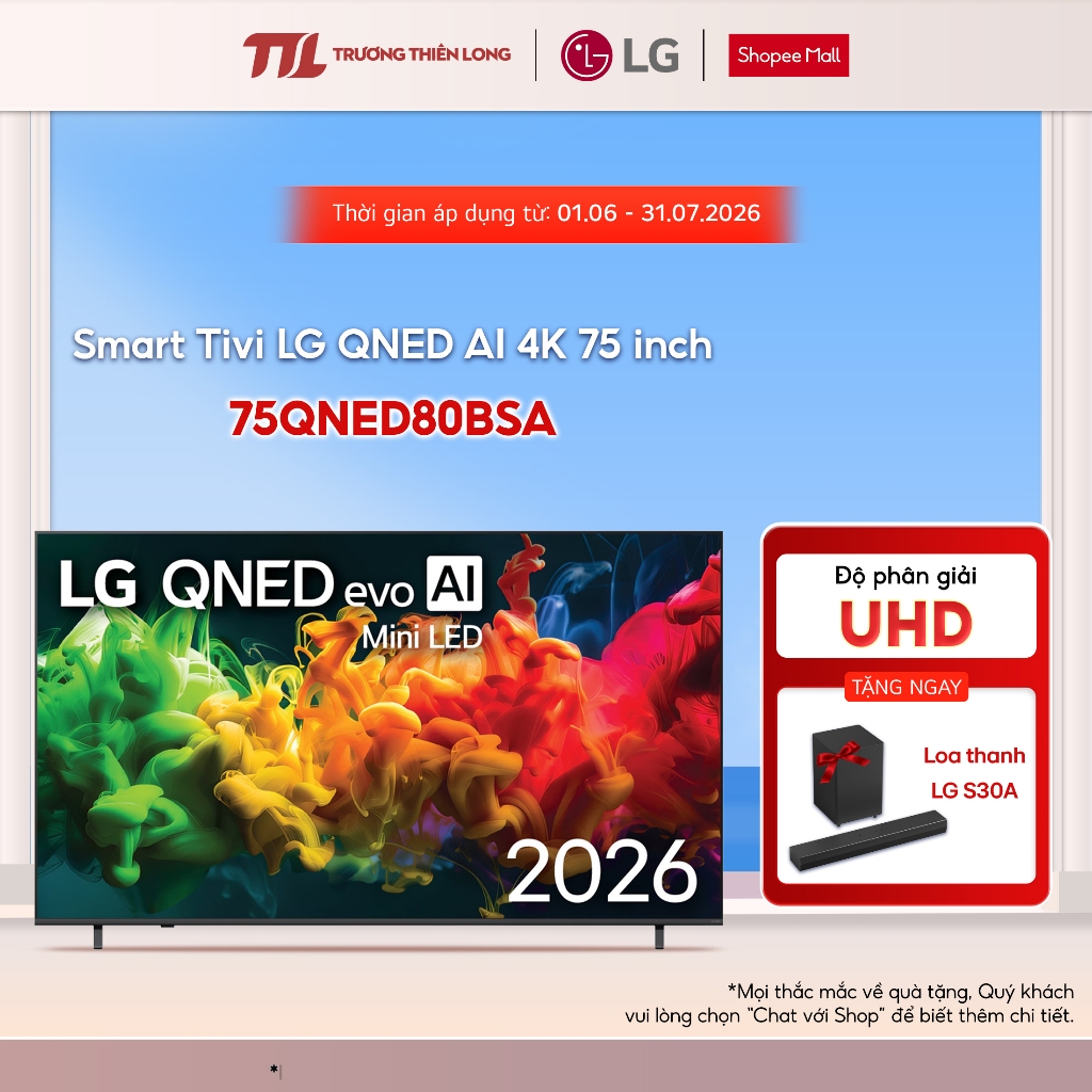 75QNED80BSA | 85QNED80BSA | 75QNED80ASA - Smart Tivi LG QNED AI 4K 75 Inch 75QNED80ASA [FREESHIP HCM