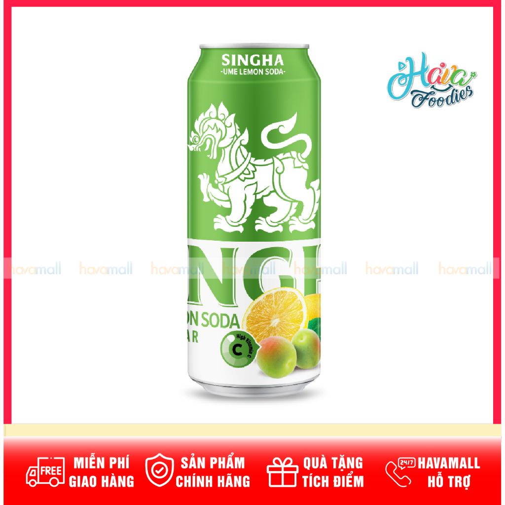 Nước Giải Khát Soda Mơ Chanh Không Đường Singha 330ml – Premium Ume Lemon Soda Zero Sugar