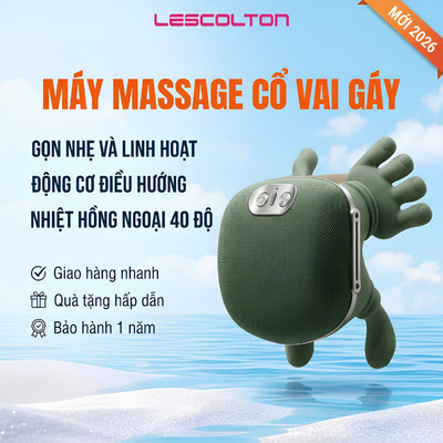 Máy Massage Cổ Vai Gáy Lescolton , Mô Phỏng Hình Bàn Tay, Siêu Nhẹ, Kết Hợp Chườm Ấm 45ºC Giảm Đau Mỏi Vai Gáy