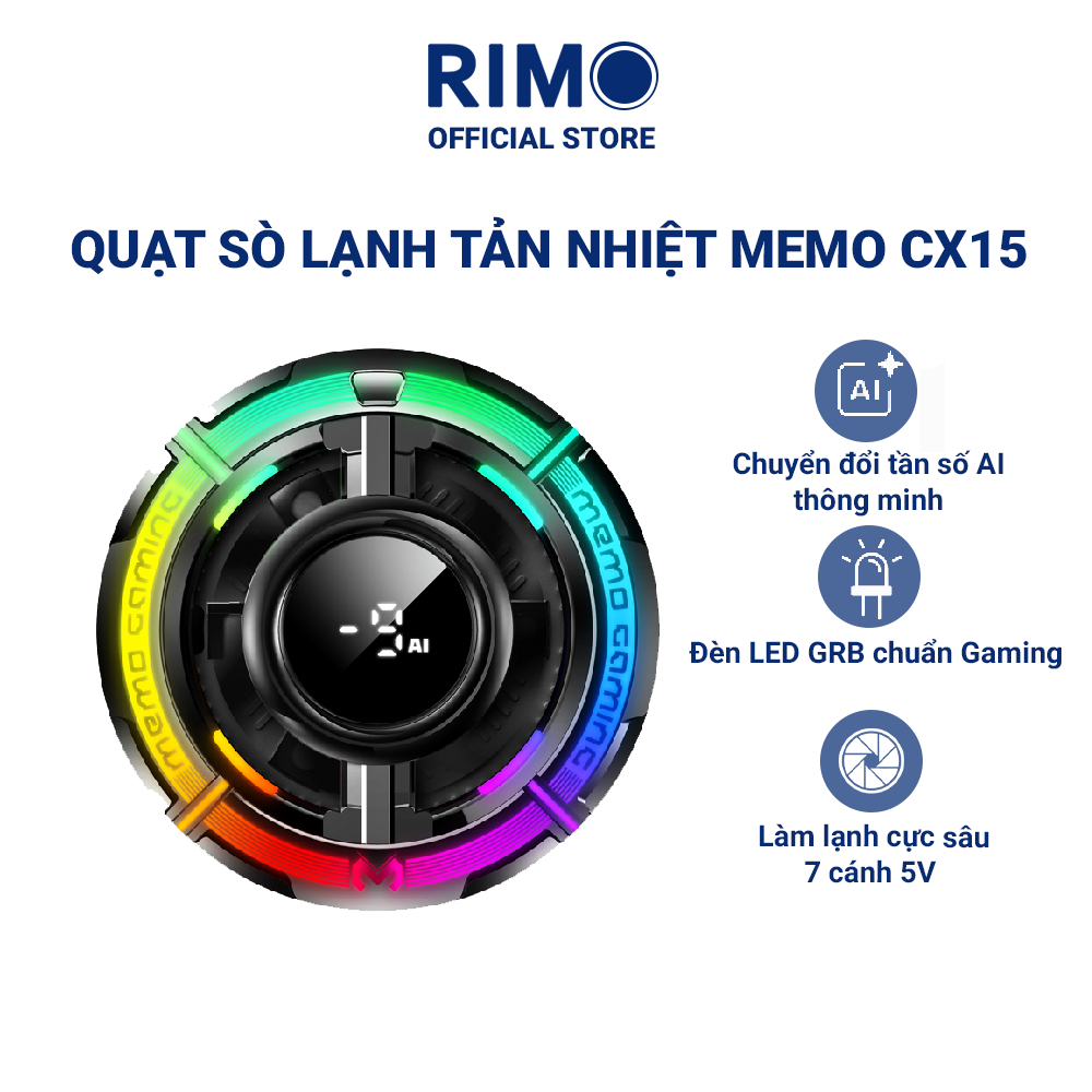 Quạt Tản Nhiệt Điện Thoại  Sò Lạnh Memo CX15 Chơi Game PUBG Free Fire Liên Quân Giảm Lag