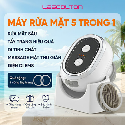 Máy rửa mặt, di tinh chất 5in1 Lescolton Lokykin kiêm nâng cơ EMS, trẻ hóa da ánh sáng Photon, tẩy trang, massage mặt
