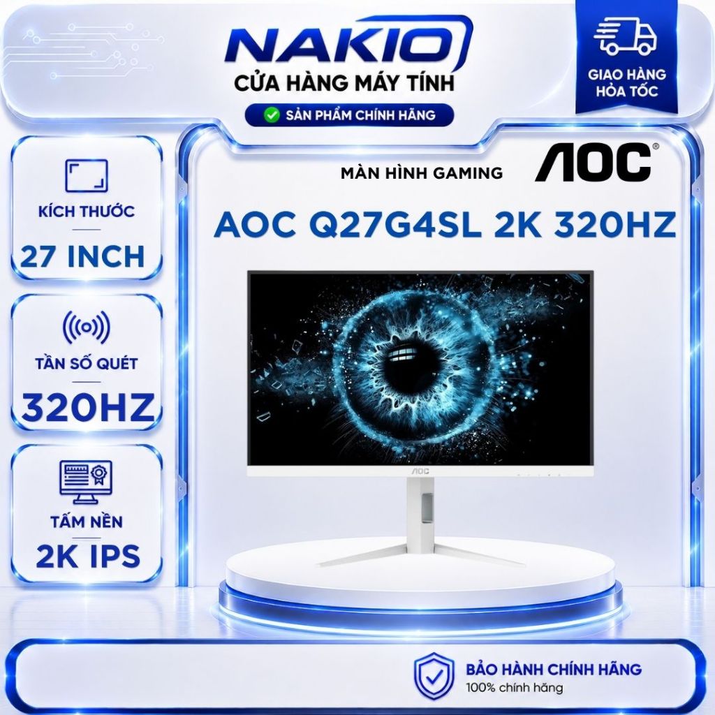 Màn Hình Phân Cực Gaming 2K 320HZ AOC Q27G4SL/WS (27 inch- 2K- QHD - IPS- 320Hz - 0.3ms) CHÂN ĐẾ CÔN