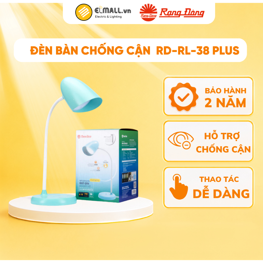Đèn Led để bàn cảm ứng, bảo vệ thị lực cao cấp Rạng Đông RD-RL-38.PLUS 6W