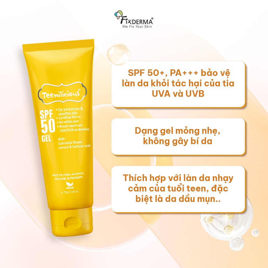 [TEENILICIOUS] Kem Chống Nắng Cho Da Dầu Mụn Teenilicious SPF 50 Gel Mỏng Nhẹ 75g - Hùng Lợi | BigBuy360 - bigbuy360.vn