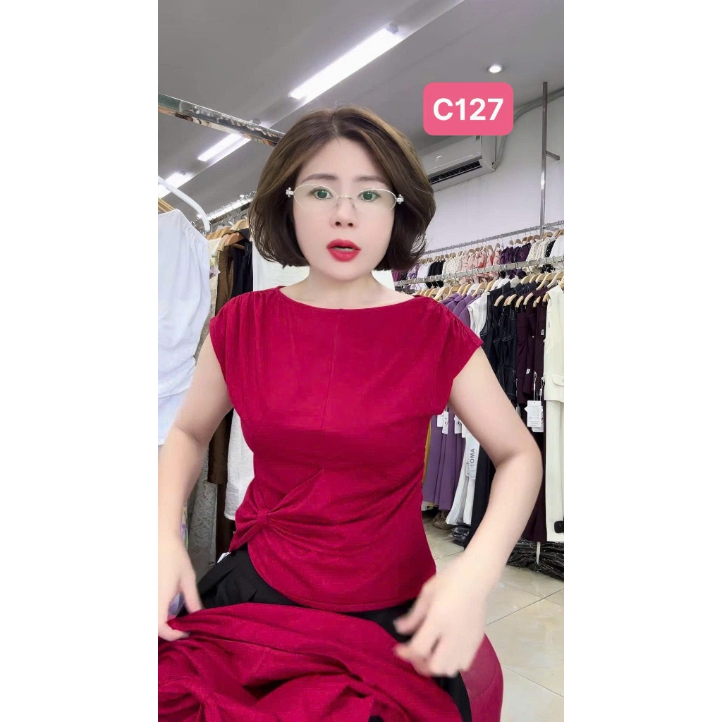 C127 -Áo Thun Phối Nơ Eo Lệch