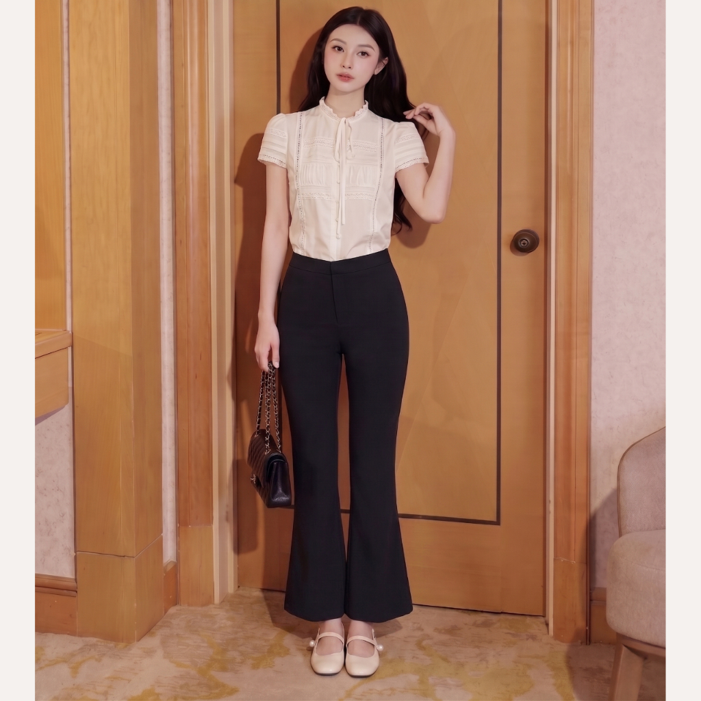 Quần tây nữ ống loe cạp cao tôn dáng, quần vải công sở co giãn cao cấp Linly Store QD-D6 | BigBuy360 - bigbuy360.vn