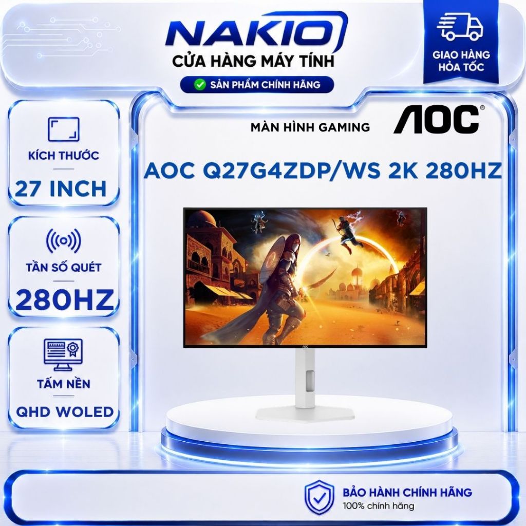 Màn Hình Gaming 2K 280HZ AOC Q27G4ZDP/WS (27" QHD, 280Hz WOLED, 0.03ms)-Bảo hành chính hãng 36 tháng