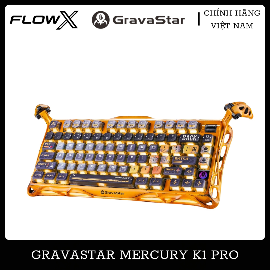 Bàn Phím Cơ GravaStar Mercury K1 Pro Battle Worn Yellow Wireless RGB Hot Swap
