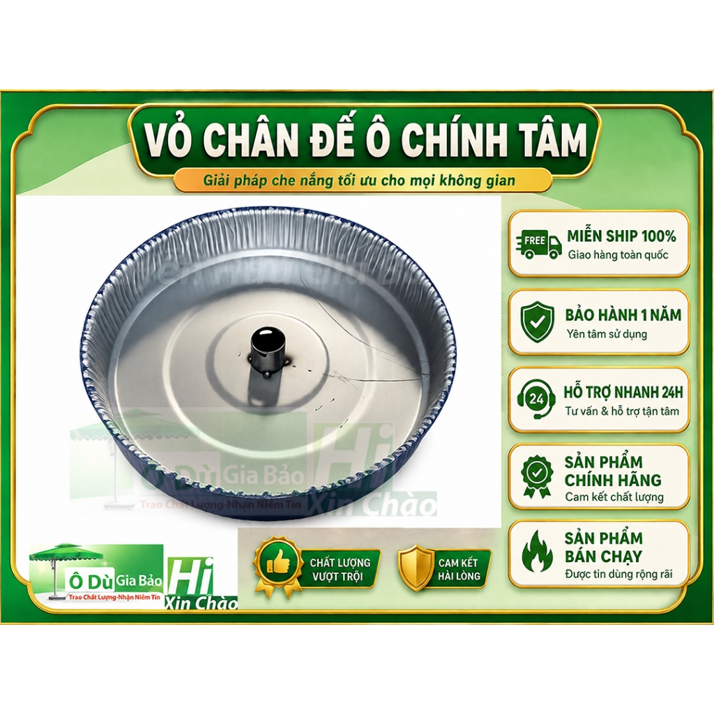 Vỏ chân đế sắt cho ô dù chính tâm, Vỏ Chân đế ô dù chính tâm dùng cho ô tròn,ô vuông (Chưa bê tông t