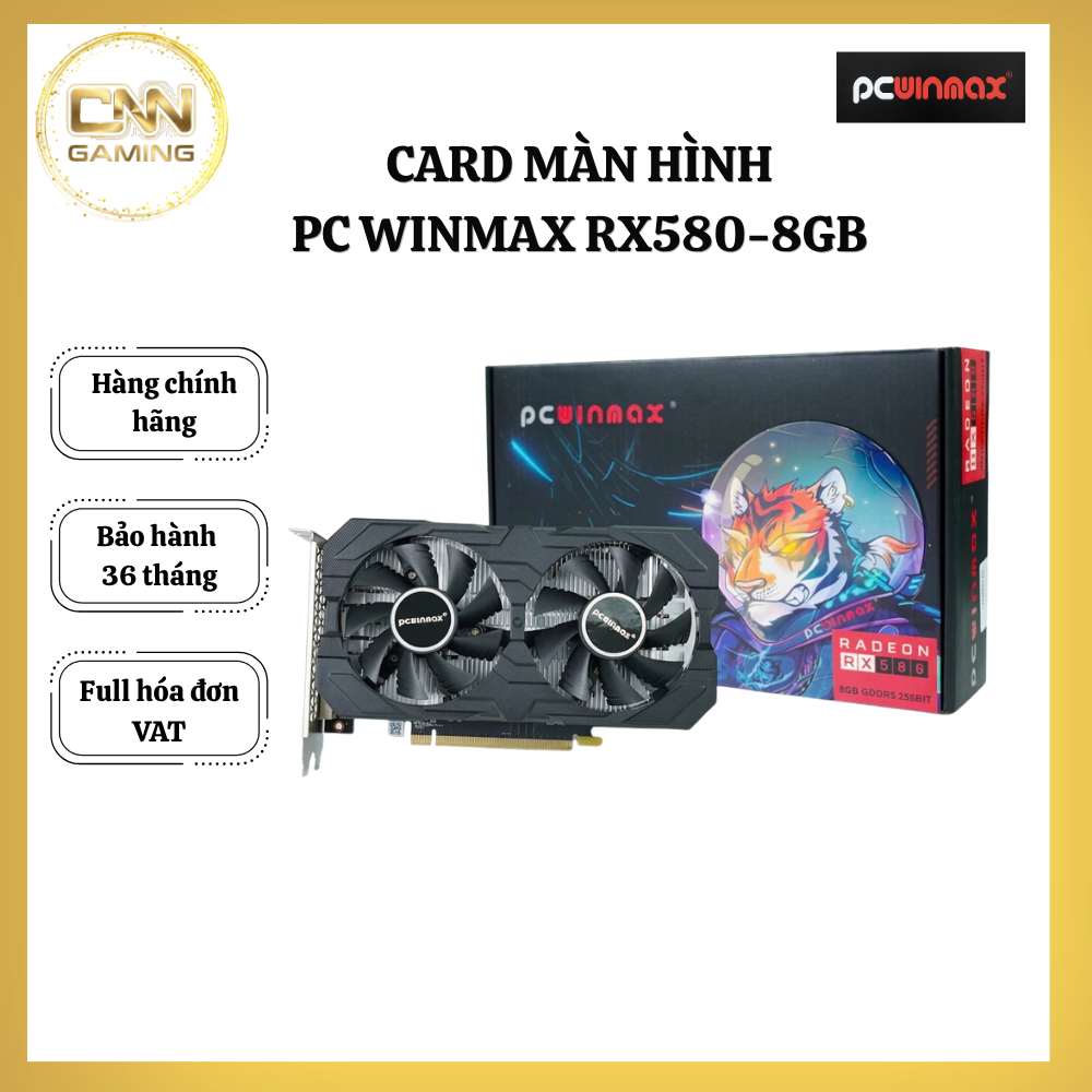 Card màn hình PCWINMAX RX 580 8GB New Full Vat, VGA 8GB GDDR5  Gaming Bảo Hành 36 Tháng