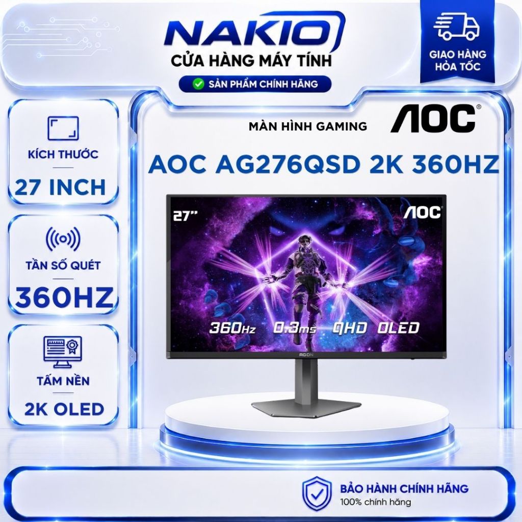Màn Hình Gaming 2K AOC AGON Pro AG276QSD ( 27inch - QHD - OLED - 360Hz - 0.03ms)